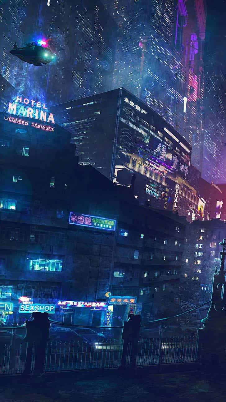 Cyberpunk Cityscape Night Scene Wallpaper