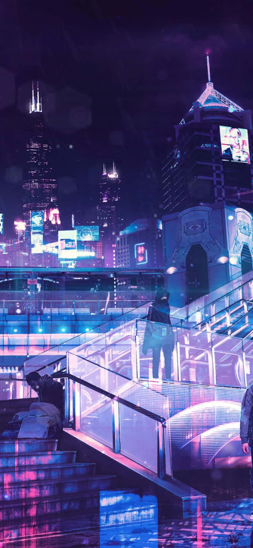 Cyberpunk Cityscape Nightlife Wallpaper