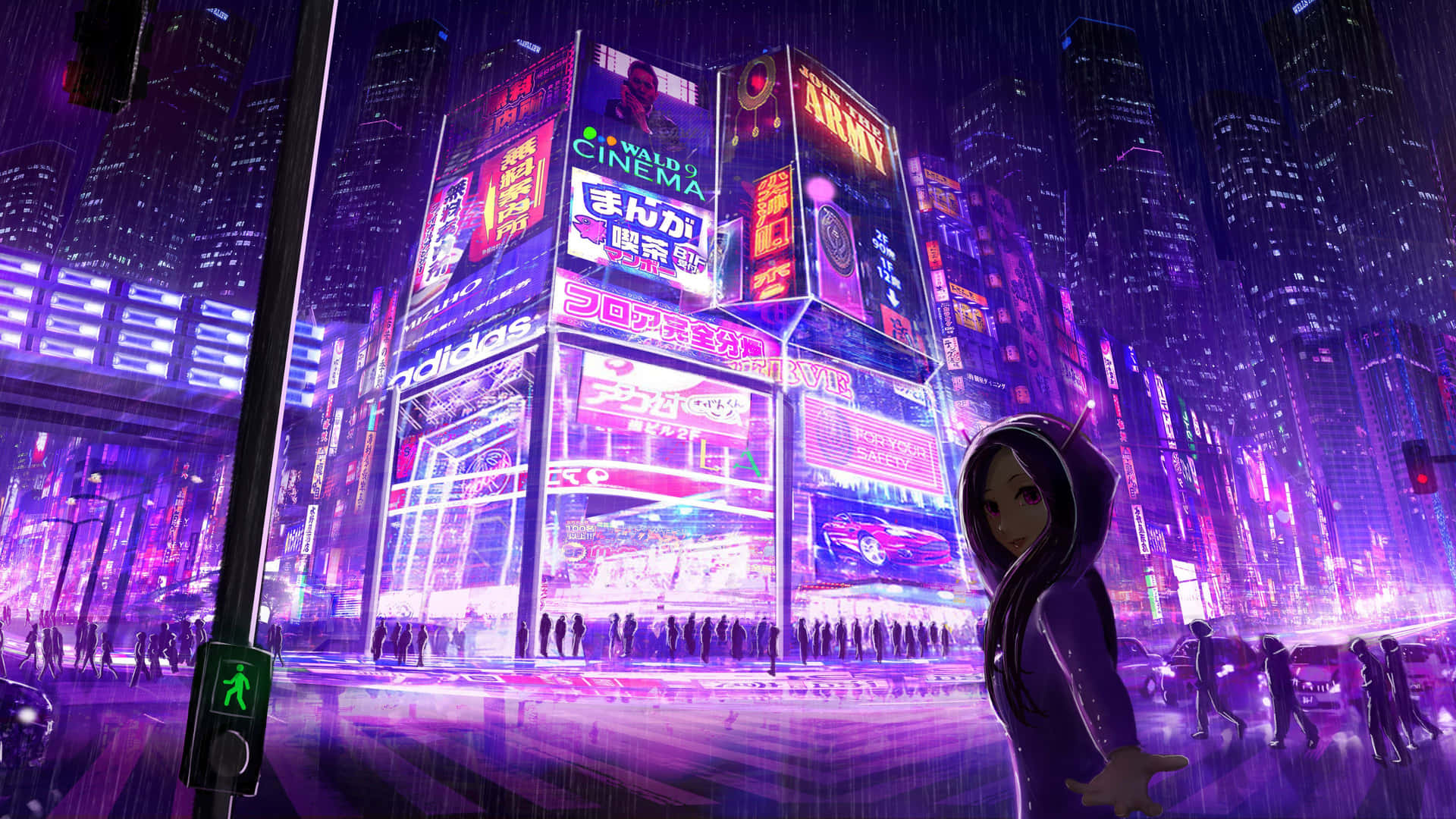 Cyberpunk Cityscape Rainy Night Wallpaper