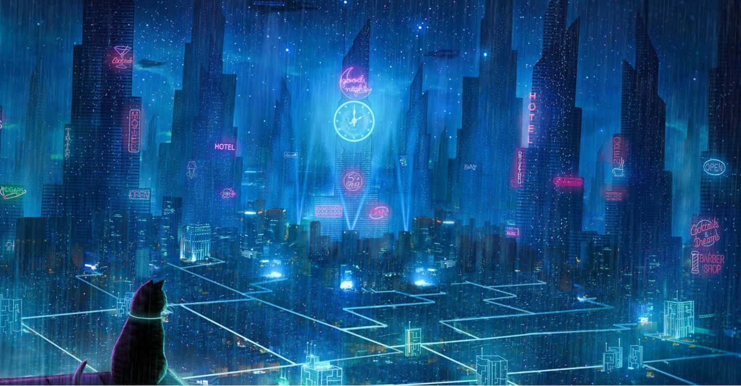 Cyberpunk_ Cityscape_with_ Cat_ Observer.jpg Wallpaper