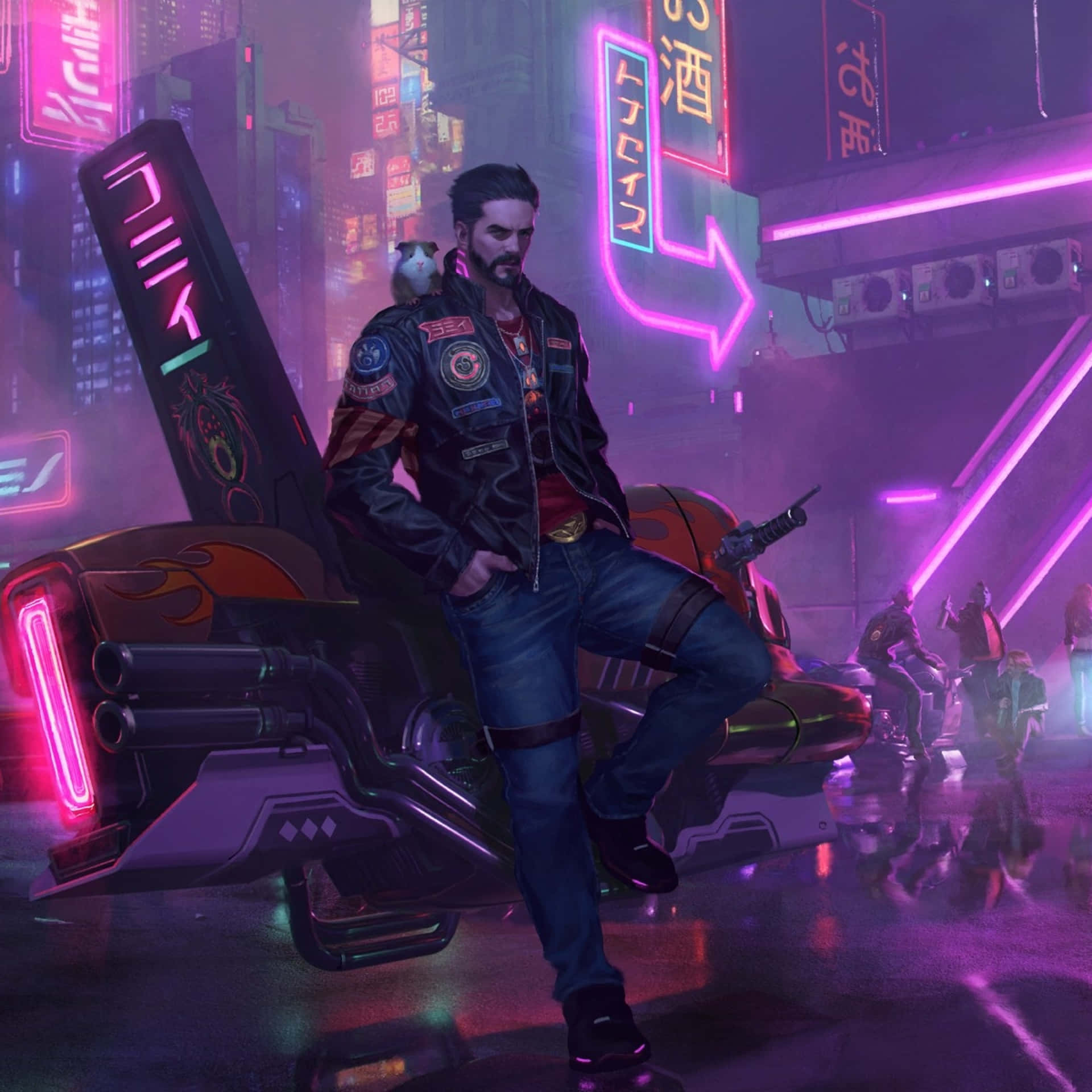 Cyberpunk Cityscape With Character.jpg Wallpaper