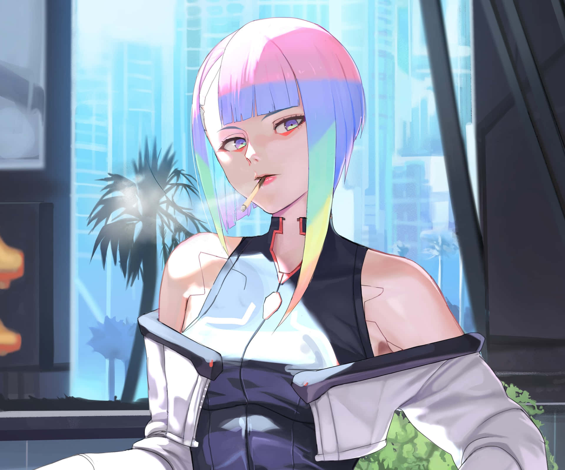 Cyberpunk Edgerunner Girl Chilling Wallpaper