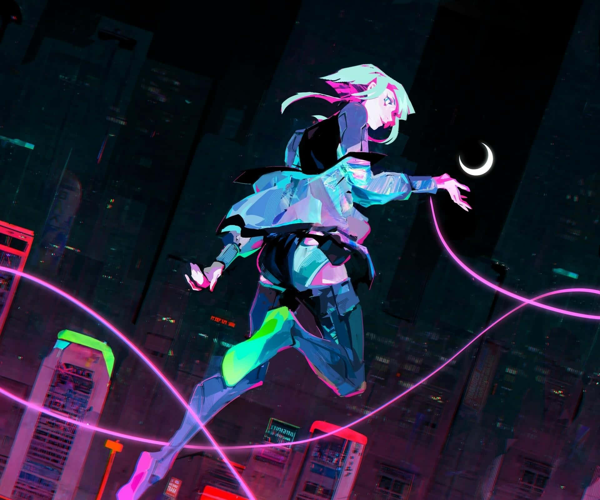 Cyberpunk Edgerunner Leap Wallpaper