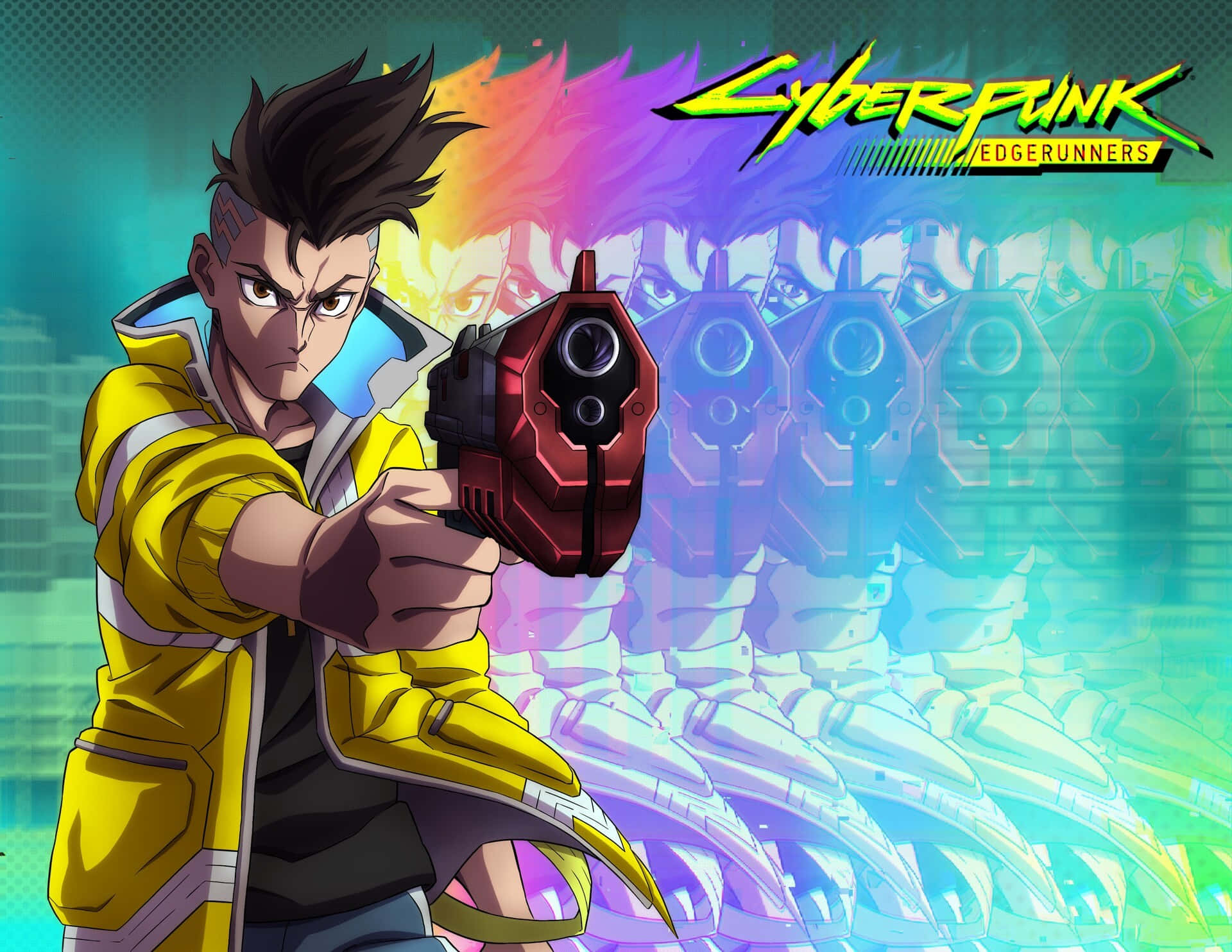 Cyberpunk Edgerunners Anime Character With Gun Wallpaper