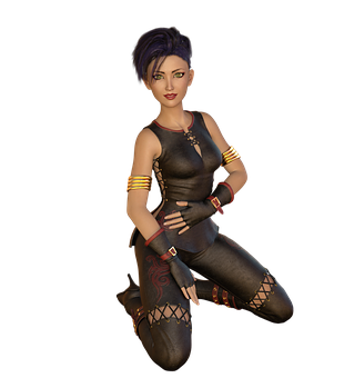 Cyberpunk Female Character Pose PNG