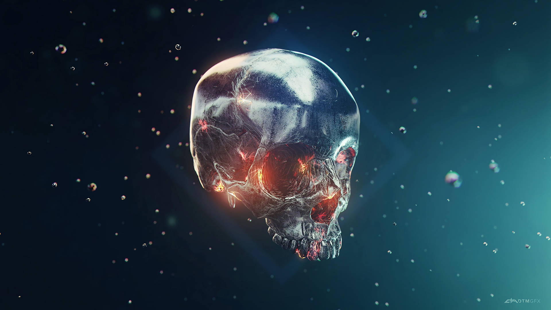 Cyberpunk Futuristic Skull Under The Water Wallpaper