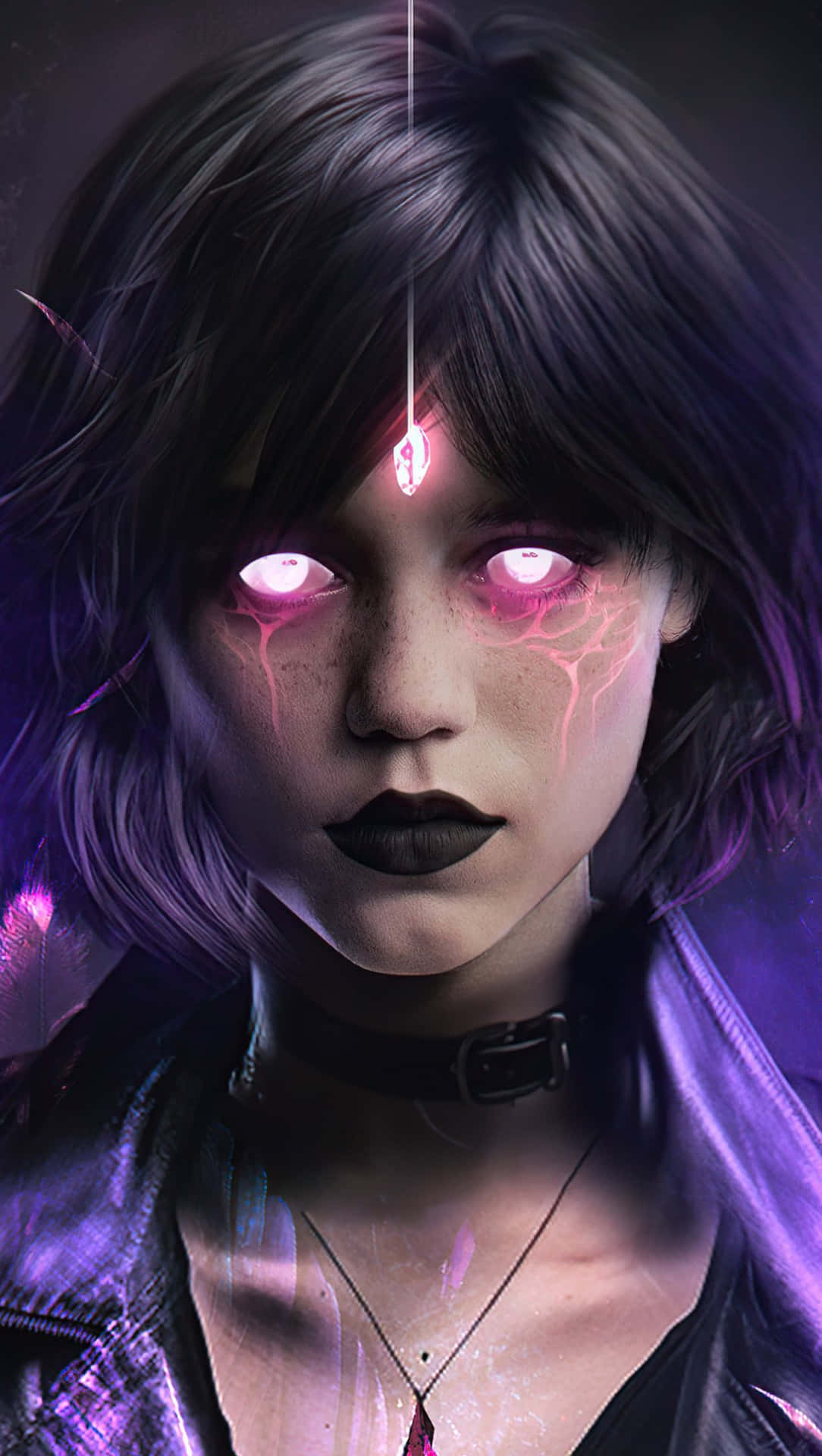 Cyberpunk Girl Glowing Eyes Artwork Wallpaper