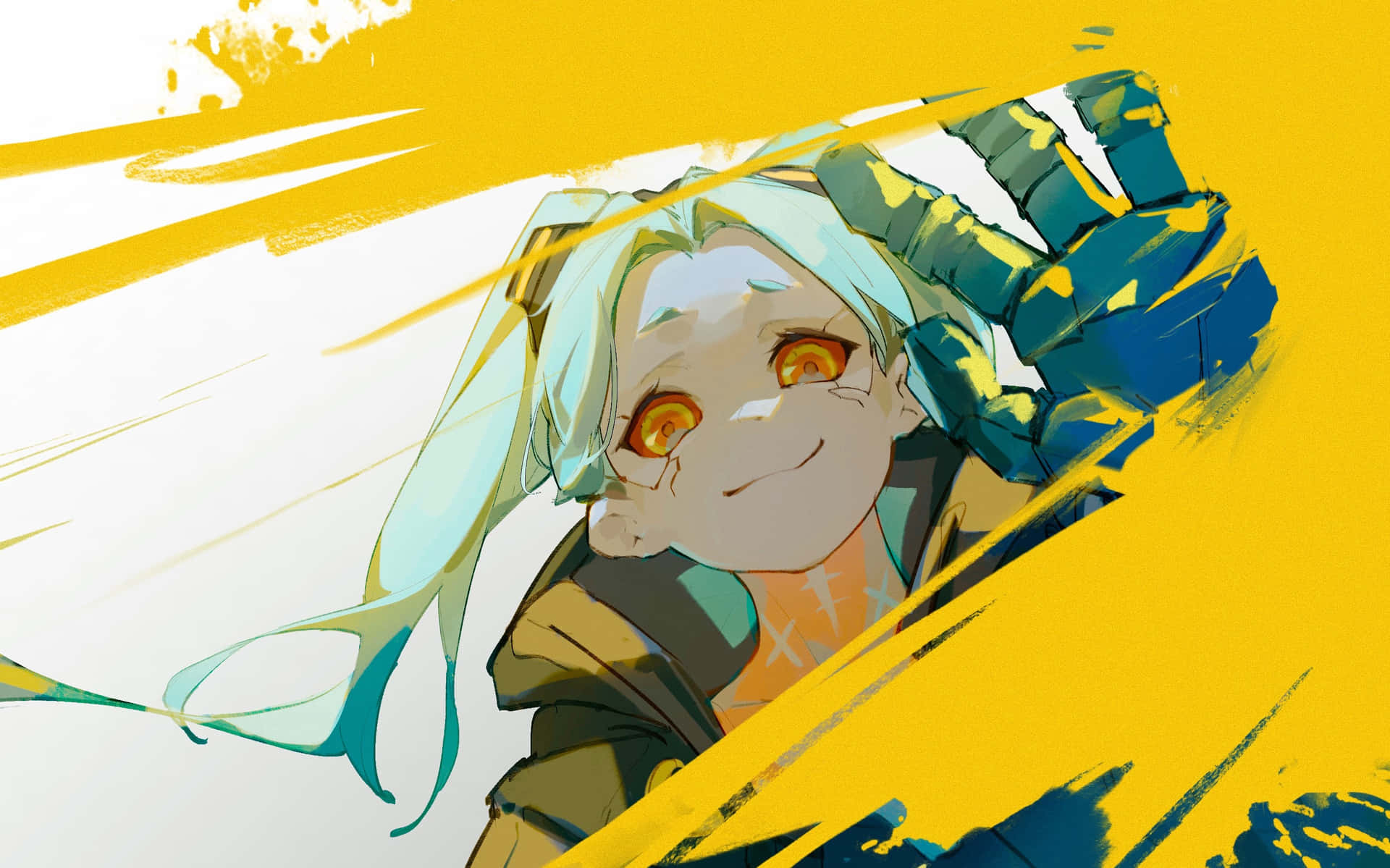Cyberpunk Girl Yellow Backdrop Wallpaper