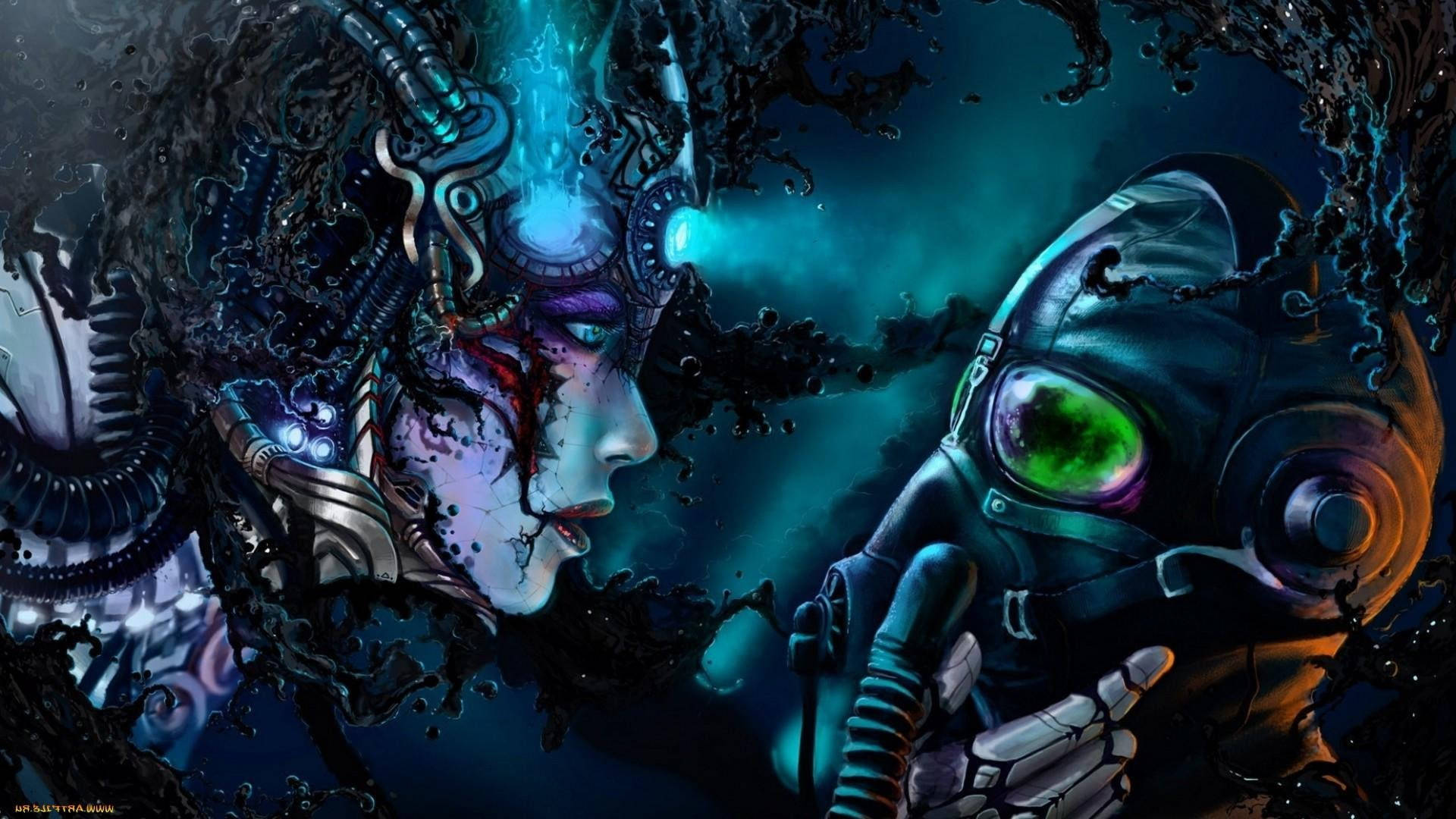 Cyberpunk Goth Couple Wallpaper