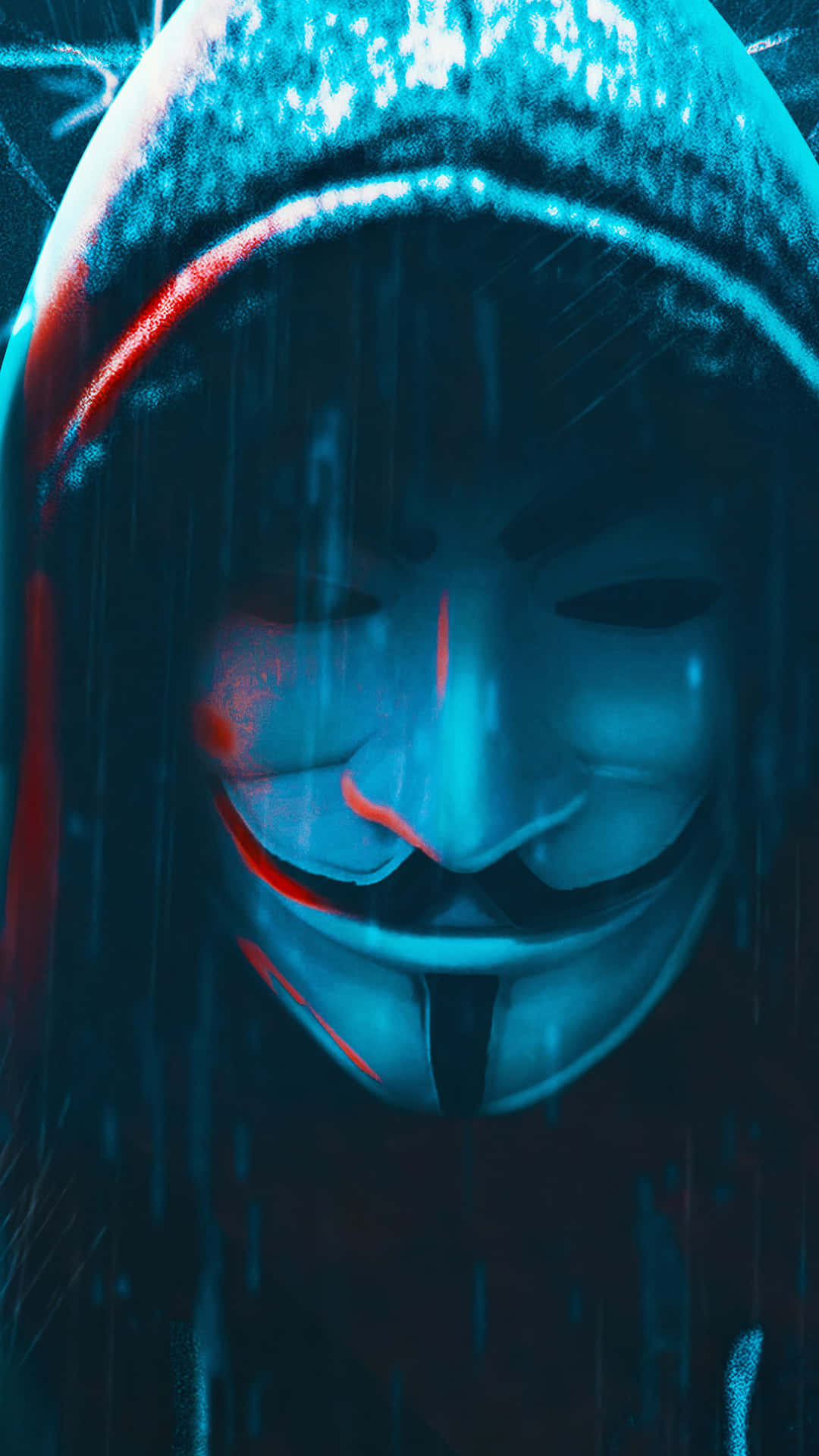 Cyberpunk Hacker Mask Glow Wallpaper