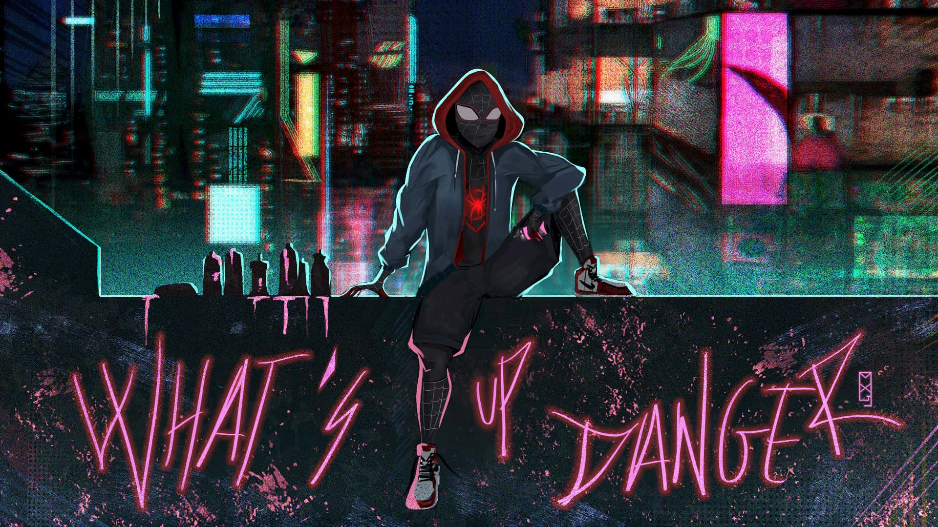 Cyberpunk_ Hooded_ Figure_ Danger_ Zone Wallpaper
