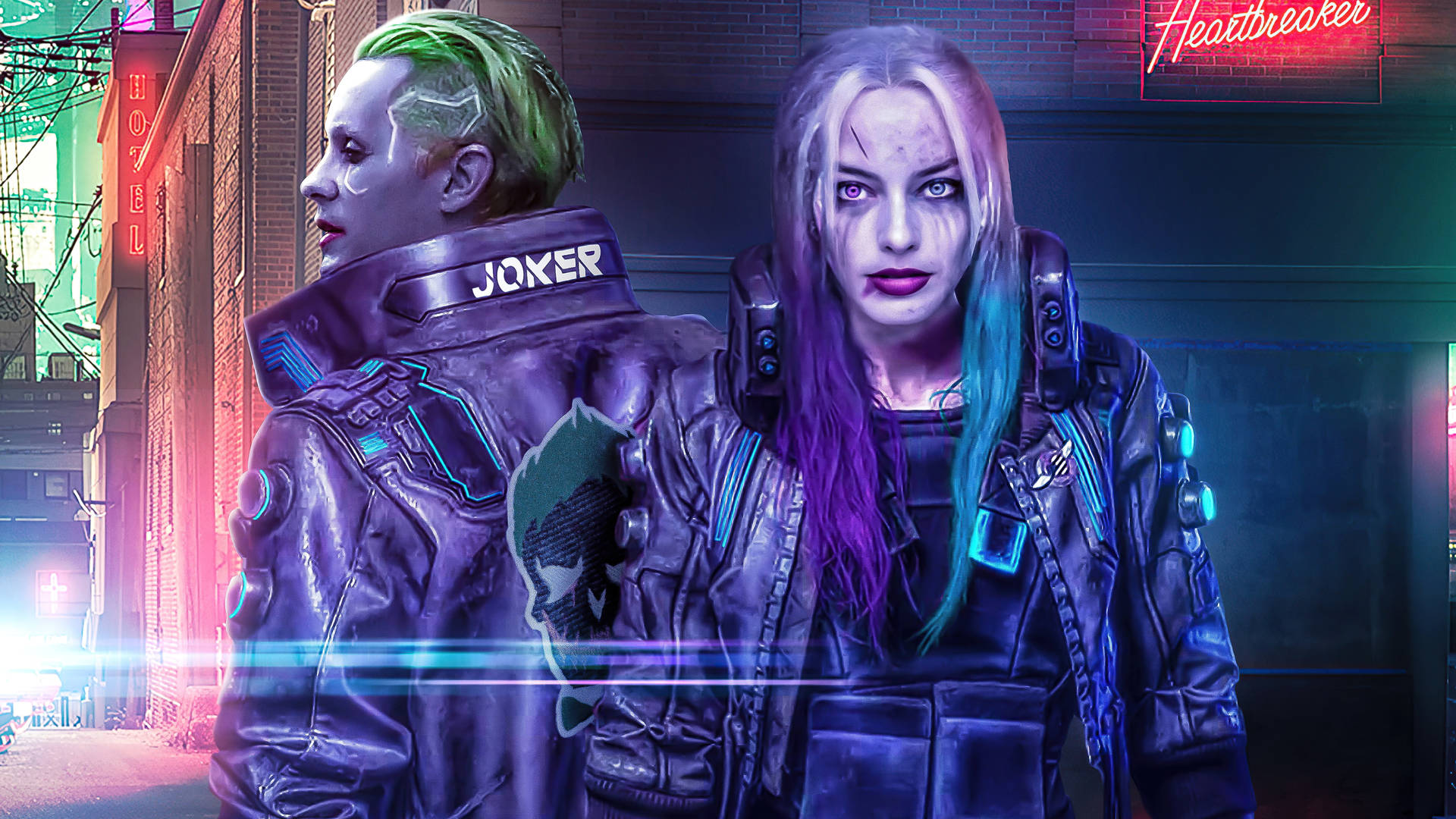 Cyberpunk Joker And Harley Quinn Wallpaper