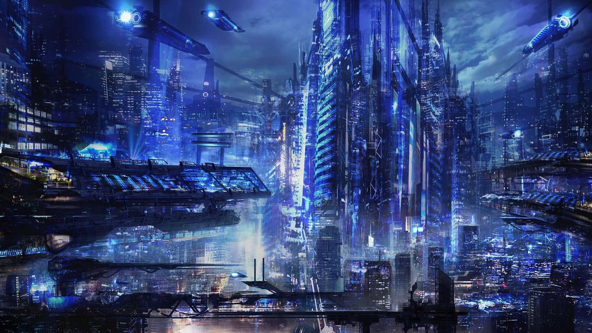 Setdi Sfondi Per Laptop Surrealistici Cyberpunk In Un'atmosfera Nebulosa Sfondo