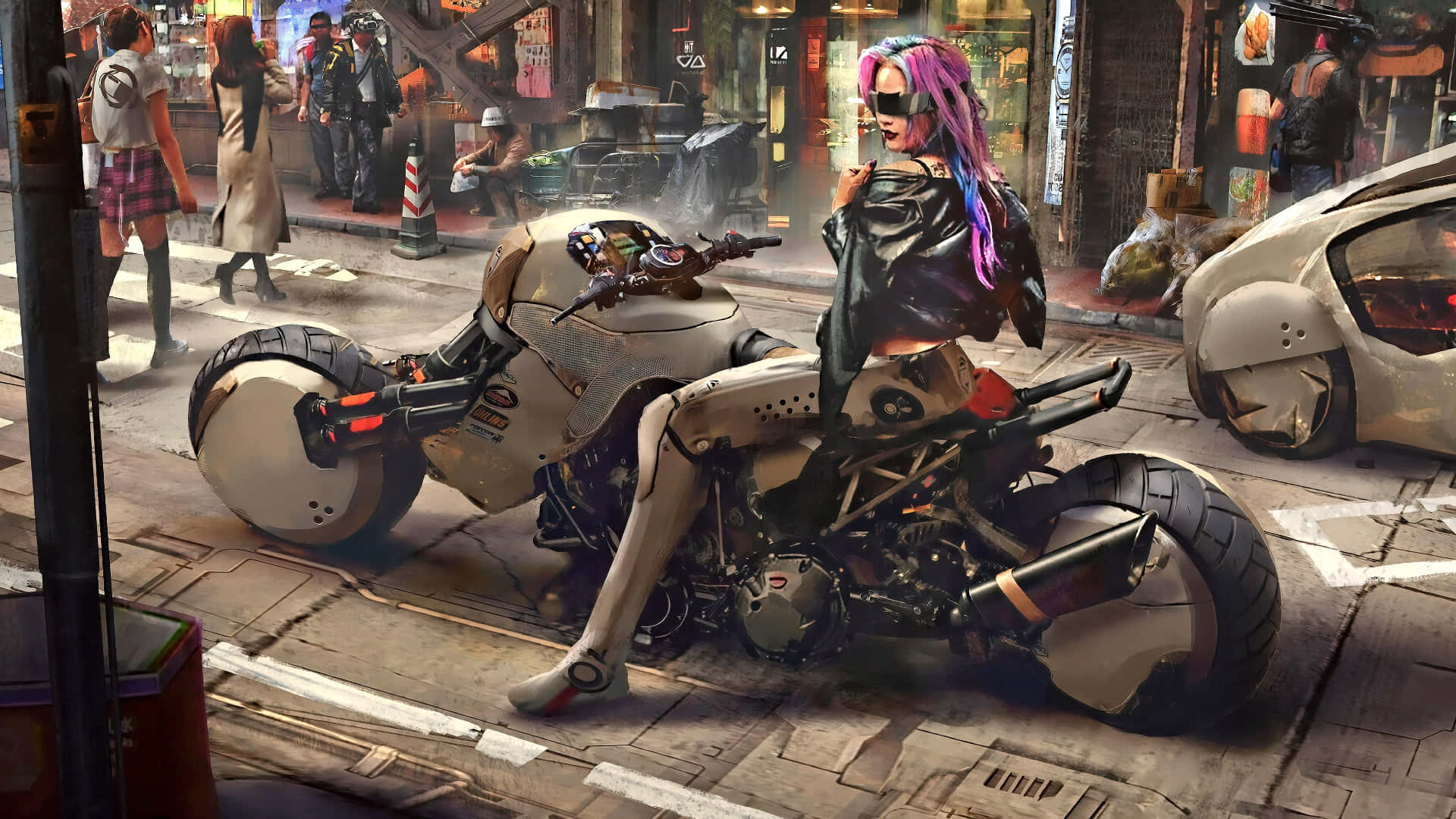 Cyberpunk Motorcycle Chic Wallpaper