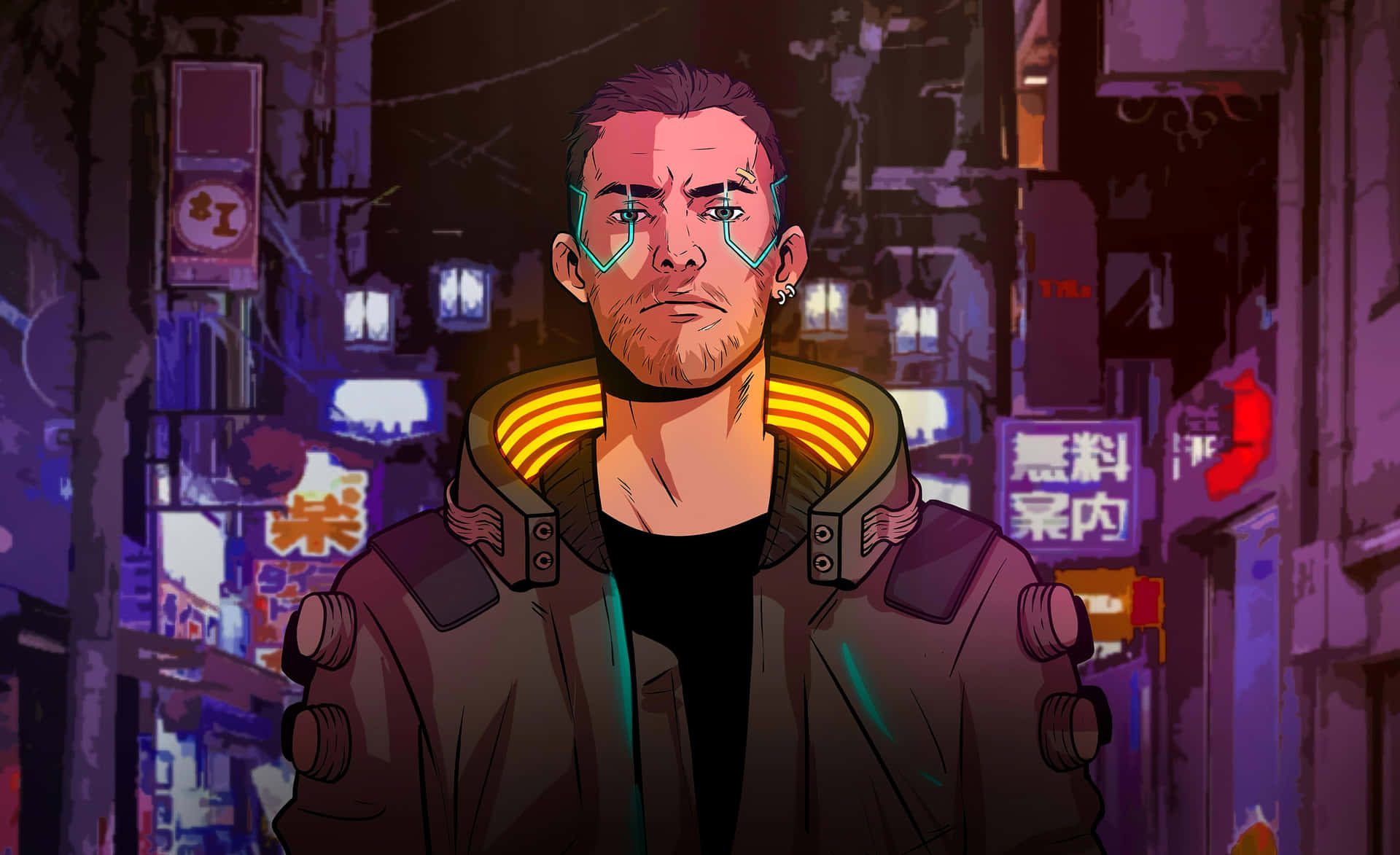 Cyberpunk Neon Alleyway Portrait Wallpaper