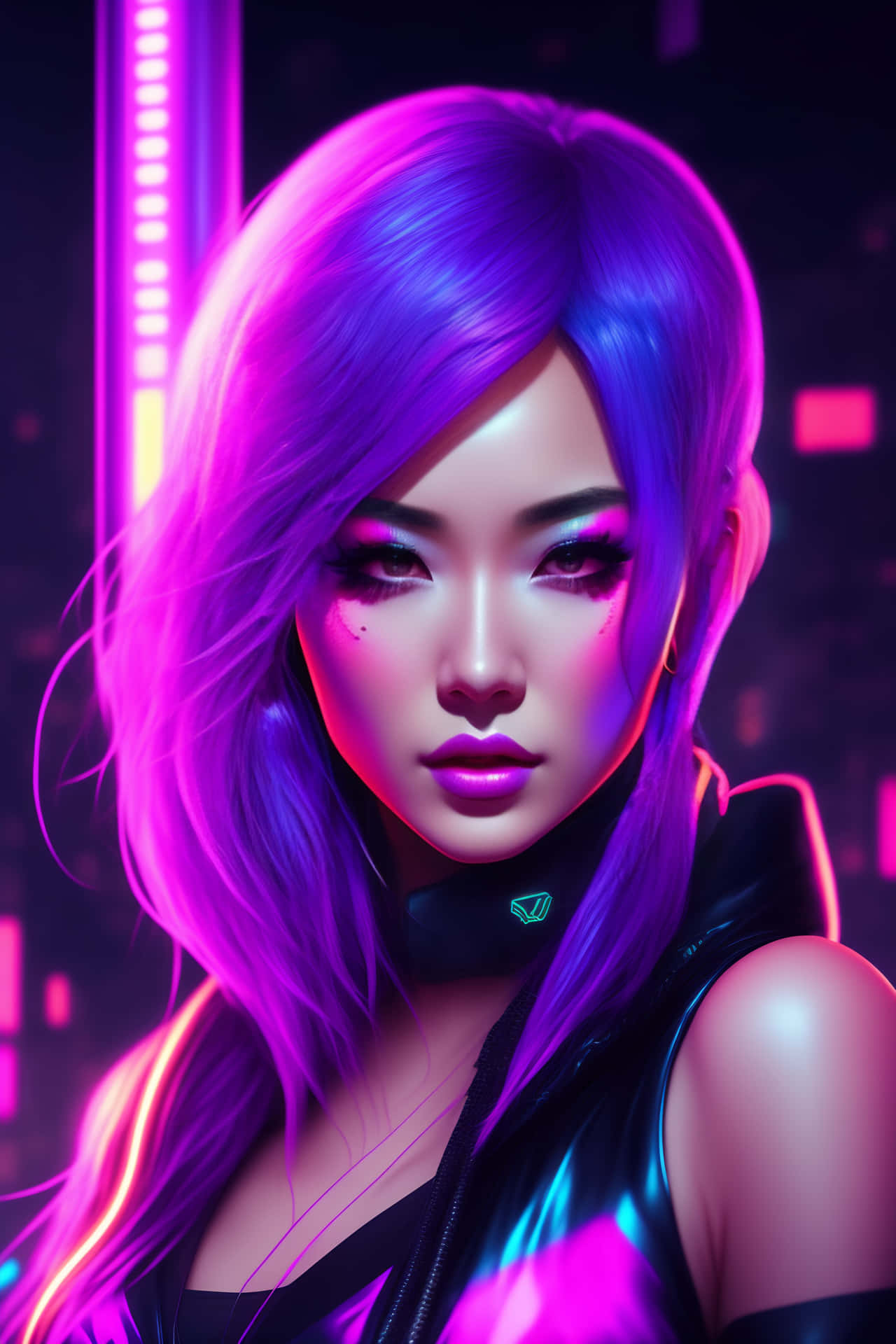 Cyberpunk Neon Glow Portrait Wallpaper