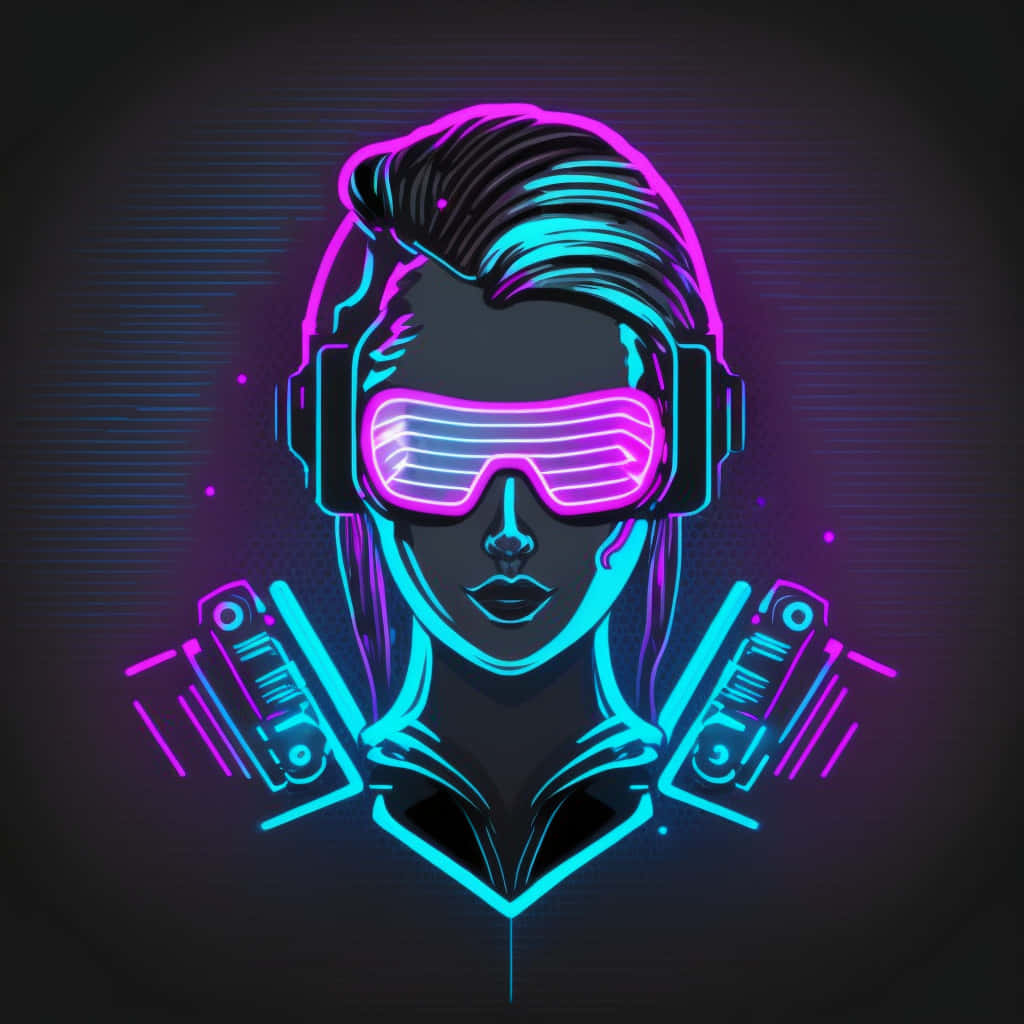 Cyberpunk Neon Headset Woman Wallpaper