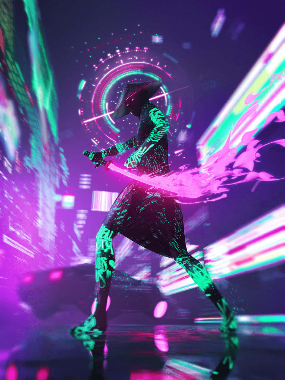 Cyberpunk Neon Runner Wallpaper