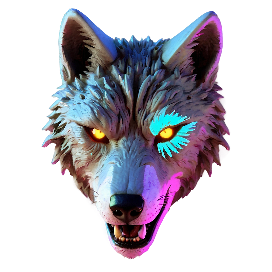 Cyberpunk Neon Wolf Png 05032024 PNG