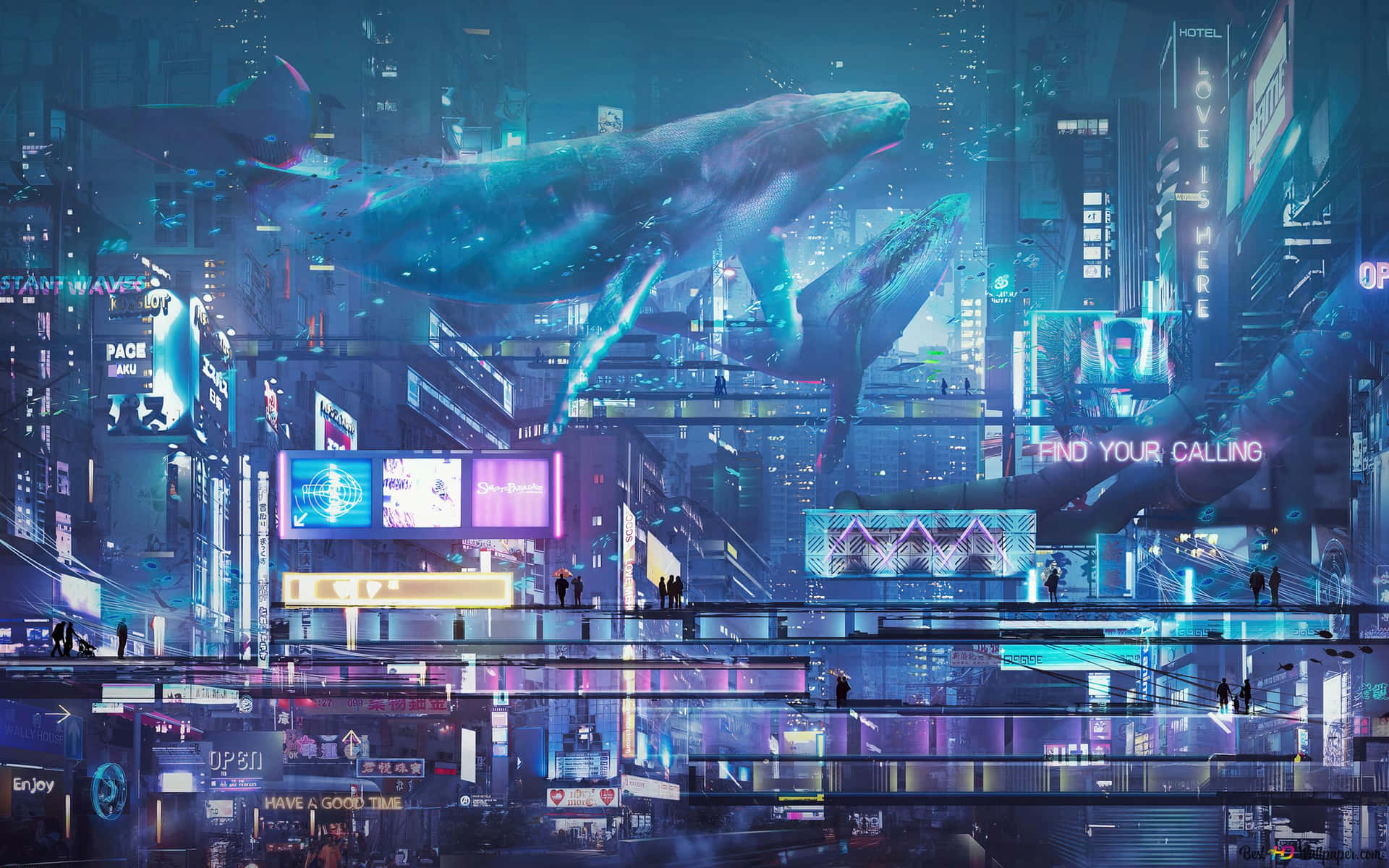 Explore the sprawling cyberpunk city of Night City! Wallpaper