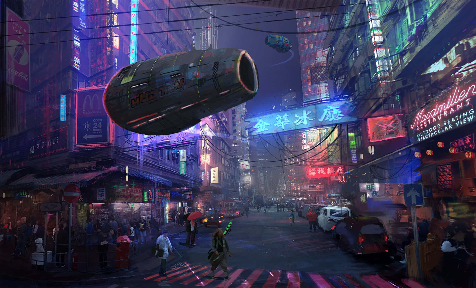 Nattmörkerframhäver Skuggorna I Cyberpunk Night City. Wallpaper