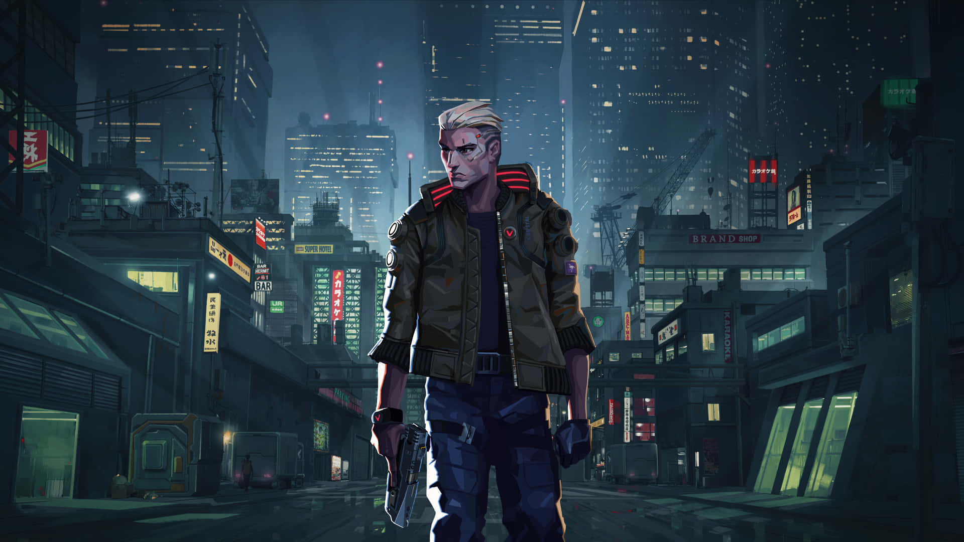 Velkommen til Cyberpunk Night City – den glimrende, futuristiske metropol for moderne teknologi. Wallpaper