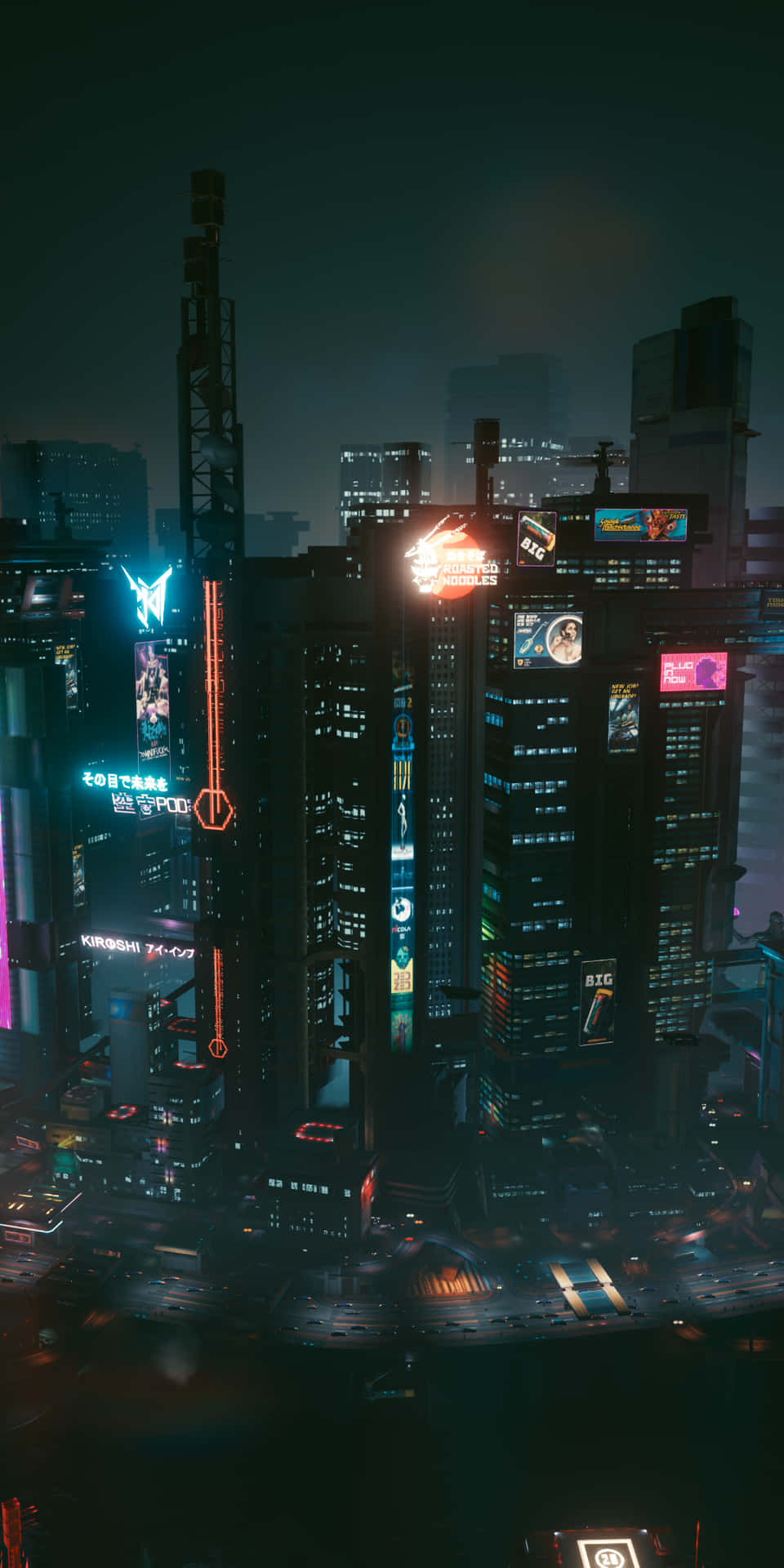 Velkommen til Cyberpunk Night City, en travl bylandskab af sci-fi eventyr og spænding. Wallpaper