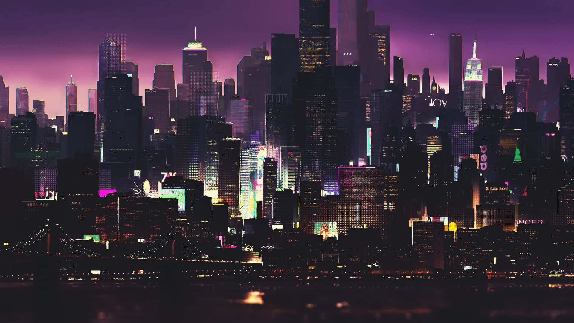 Lucial Neon Brillano Creando Una Suggestiva Città Notturna Cyberpunk Sfondo