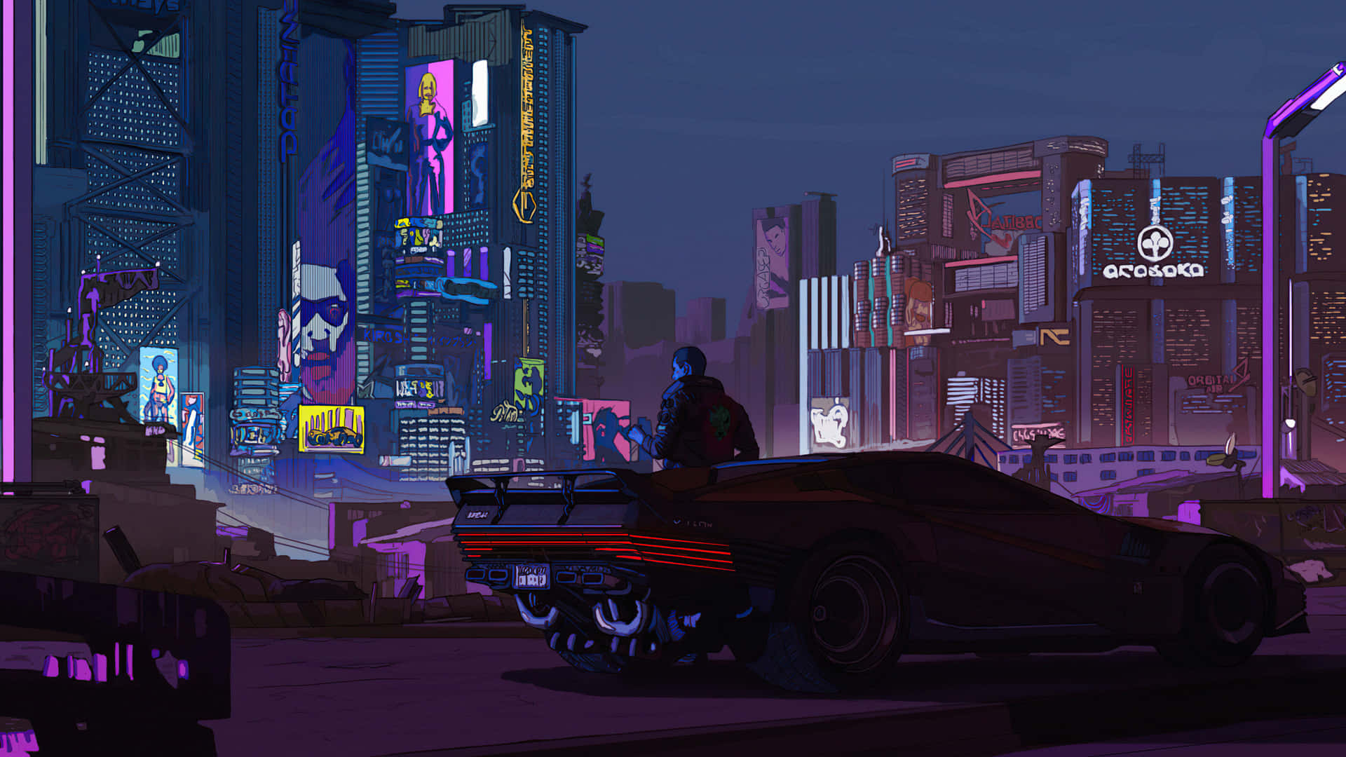 !Velkommen til Cyberpunk Night City - hvor High Tech møder Wild West! Wallpaper