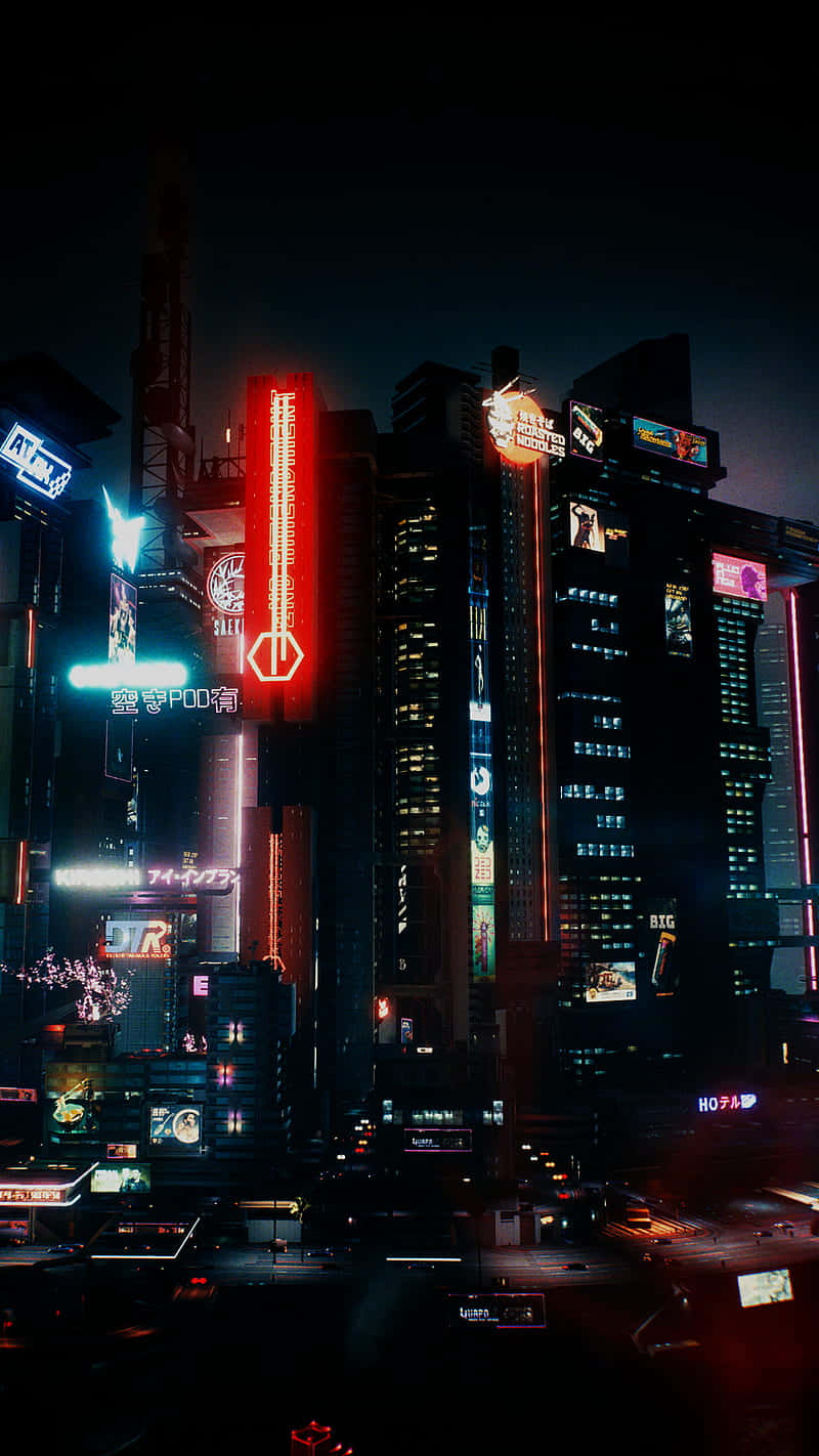 Bienvenido/aa La Ciudad Nocturna Futurista De Neón Rosa Cibernético. Fondo de pantalla