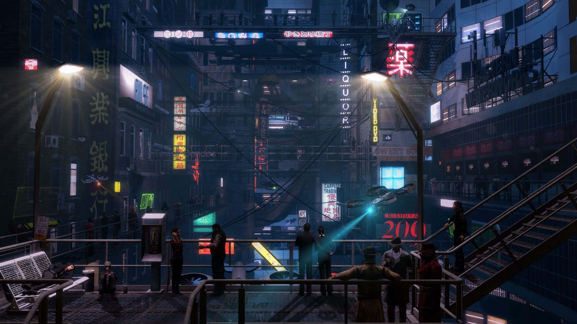 Immergitiin Un Mondo Distopico Di Pixel Art Cyberpunk Sfondo