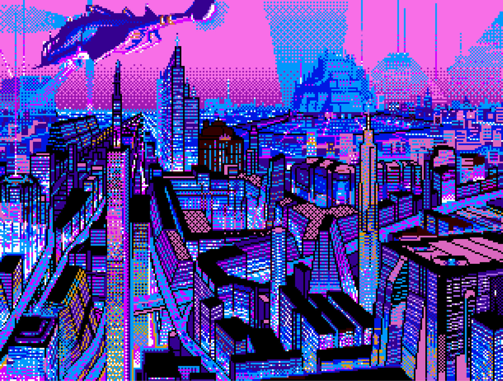 Get ready to be immersed into the cyberpunk pixel art! Wallpaper
