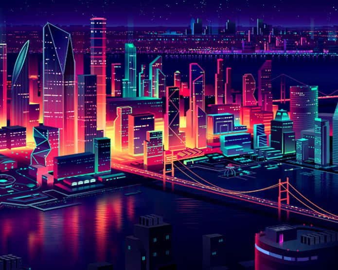 Colorful Cyberpunk Pixel Art Wallpaper