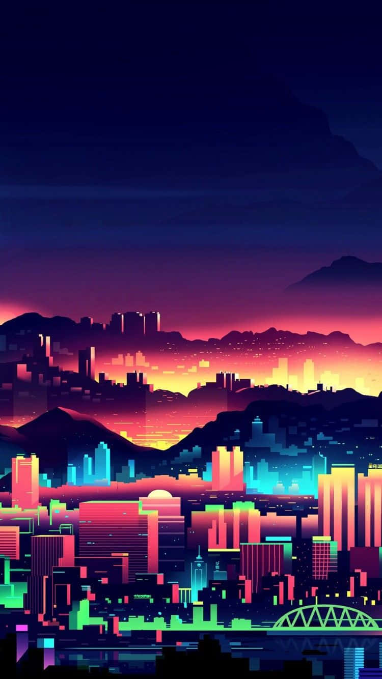 Cyberpunk-Themed Pixel Art Wallpaper
