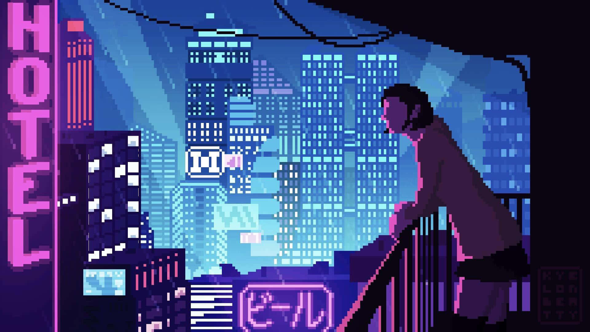 "Step Into the World of Cyberpunk Pixel Art" Wallpaper