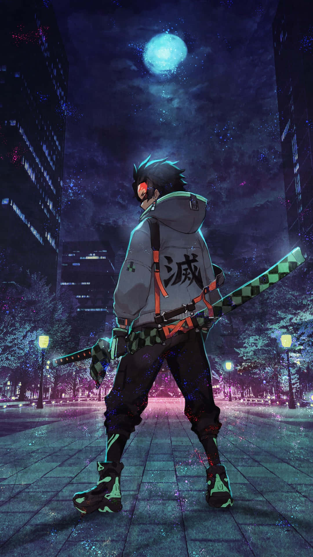 Cyberpunk Samuraiin Moonlit City Wallpaper
