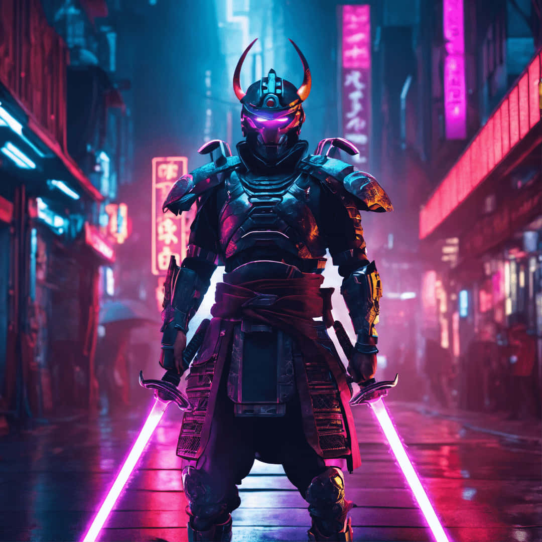 Cyberpunk Samuraiin Neon Tokyo Wallpaper