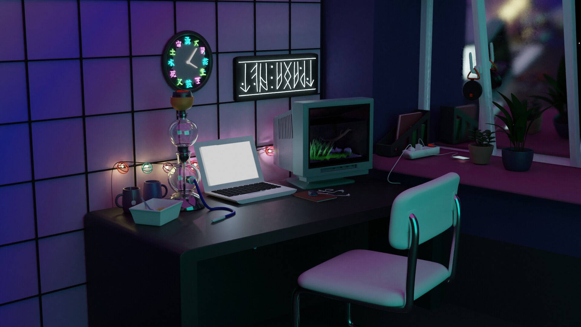 Cyberpunk Style Room Wallpaper