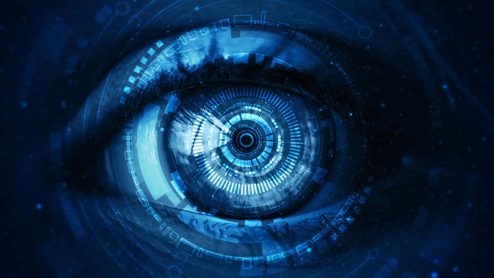 An Eye With A Blue Background And A Digital Eye