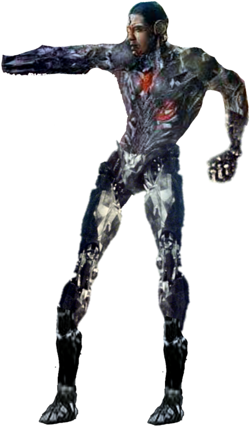Cyborg Figure Action Pose PNG