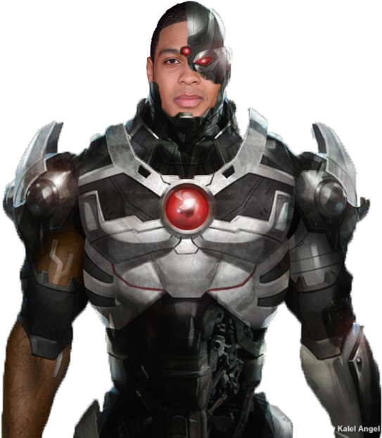 Cyborg Hero Portrait PNG