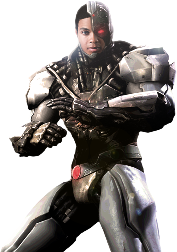 Cyborg Hero Pose PNG