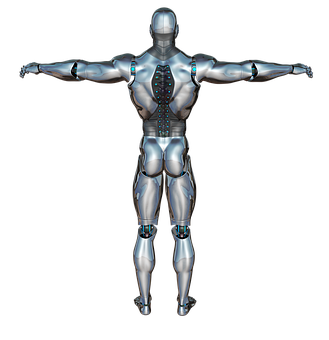 Cyborg Humanoid Model Pose PNG