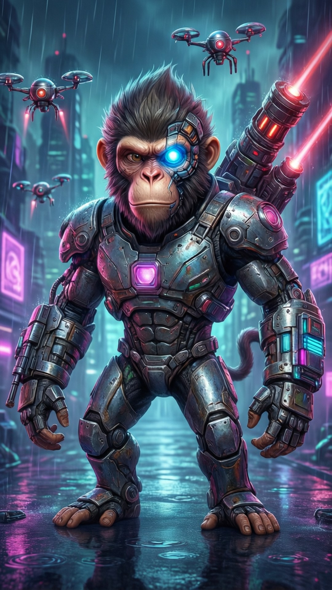 Monyet Cyborg Masa Depan Wallpaper