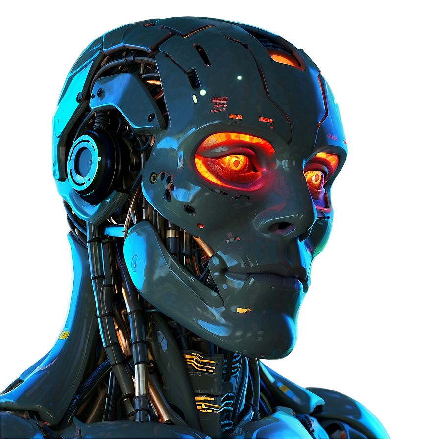 Cyborg With Holographic Interface Png Hts41 PNG
