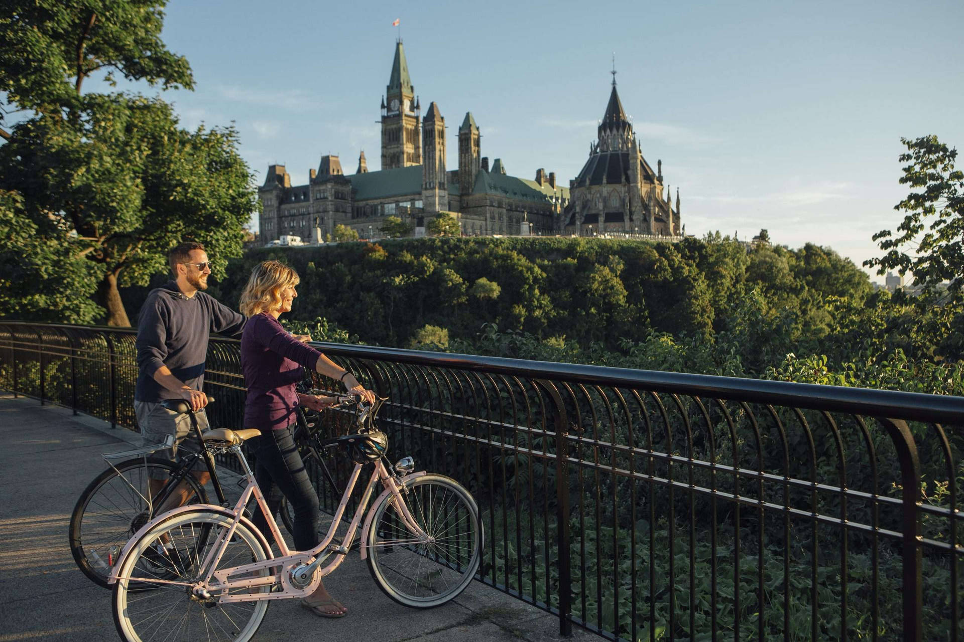 Cycling At The Rideau Canal In Ottawa Wallpaper