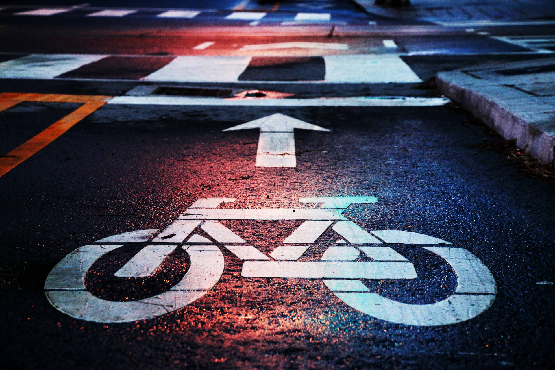 Cycling Lane Sign On Street Wallpaper