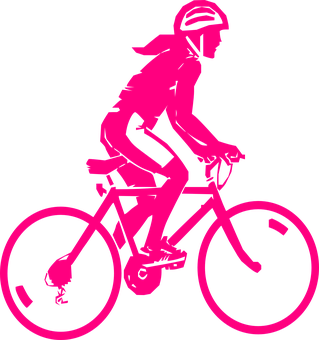 Cyclist Silhouette Pink Black Background PNG