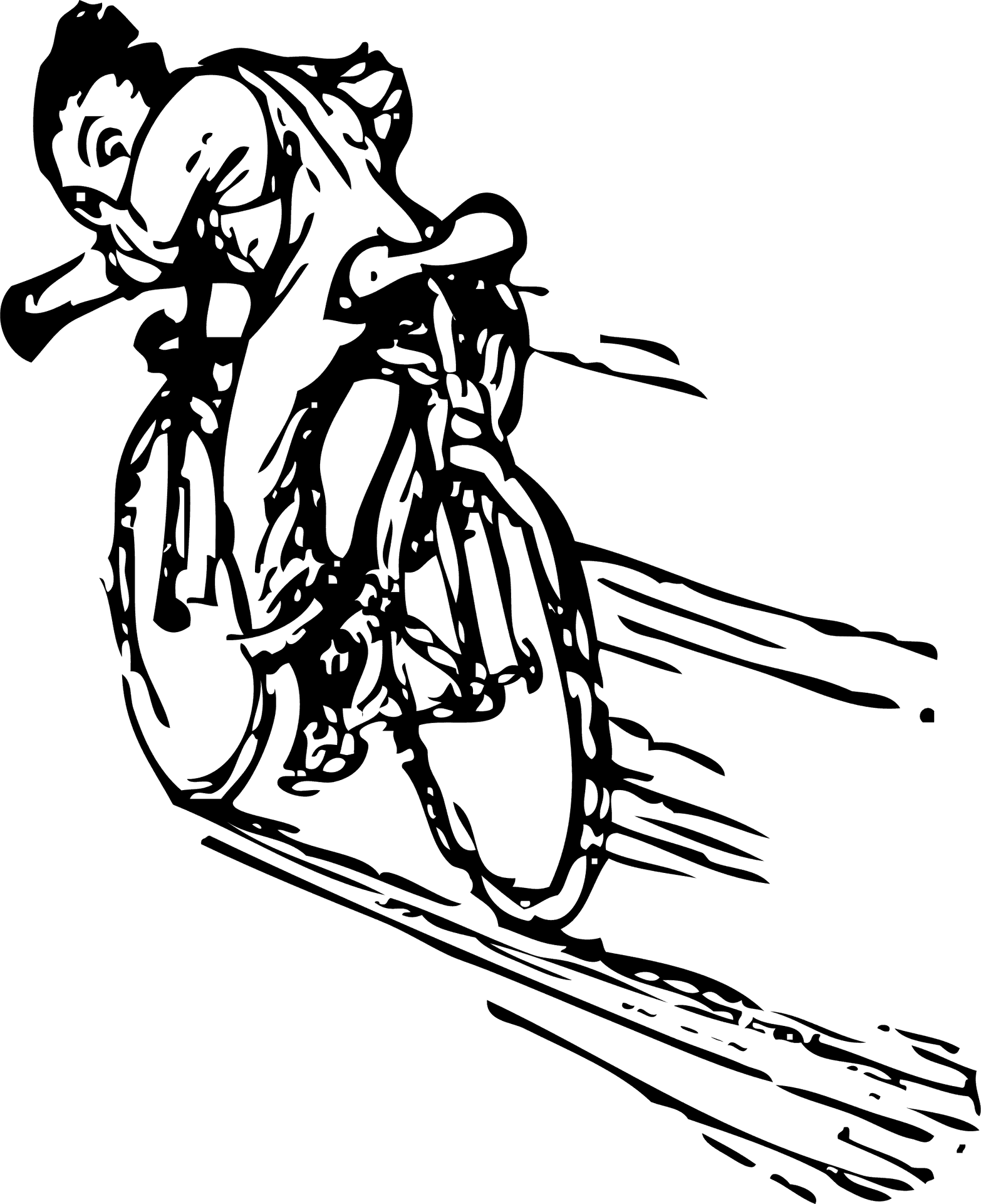 Cyclist Speed Racing Sketch PNG