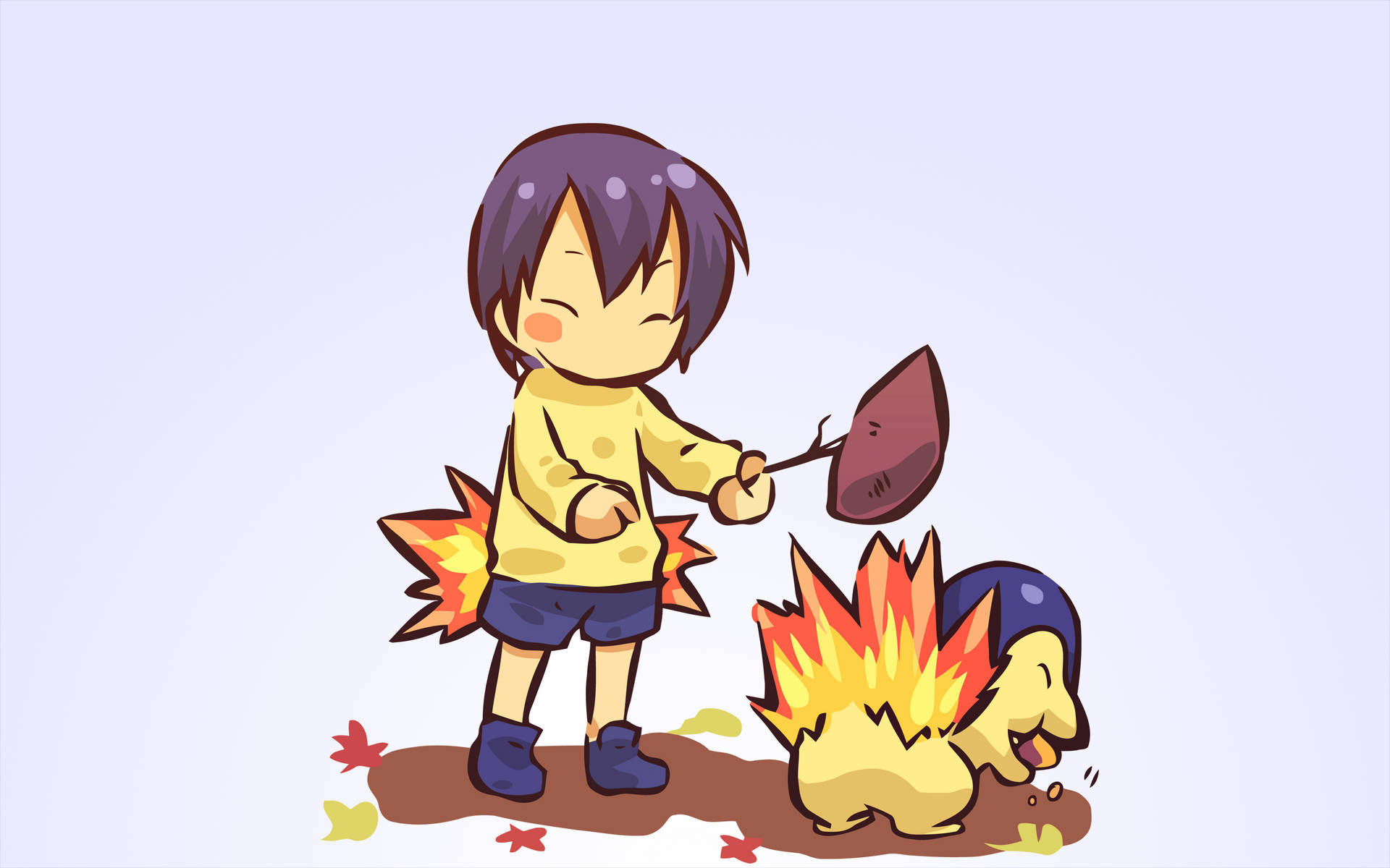 Cyndaquil Playing With A Child Wallpaper